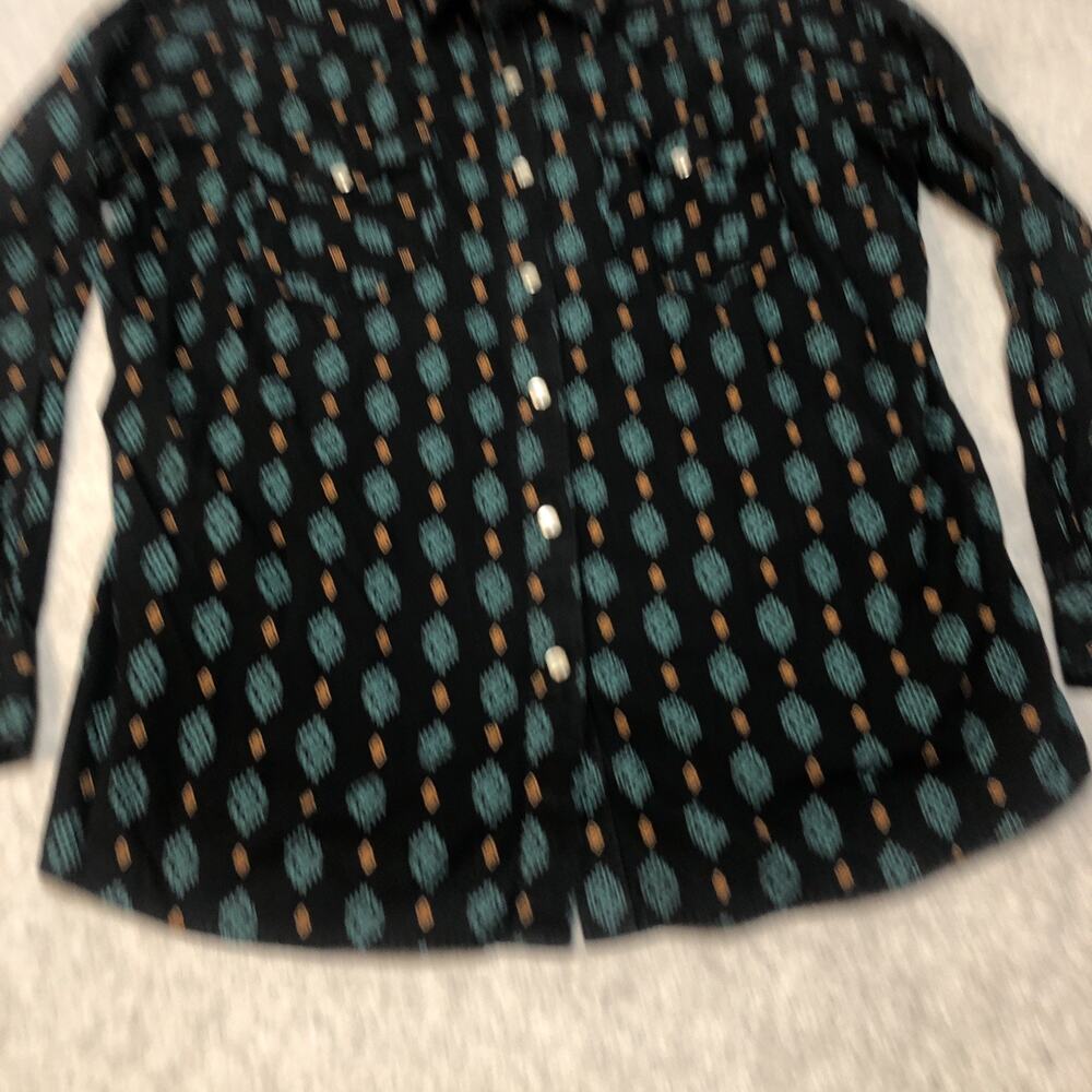 Wrangler Western Aztec Pearl Snap Shirt Womens XL Black Cowgirl Beth Dutton - Picture 5 of 9